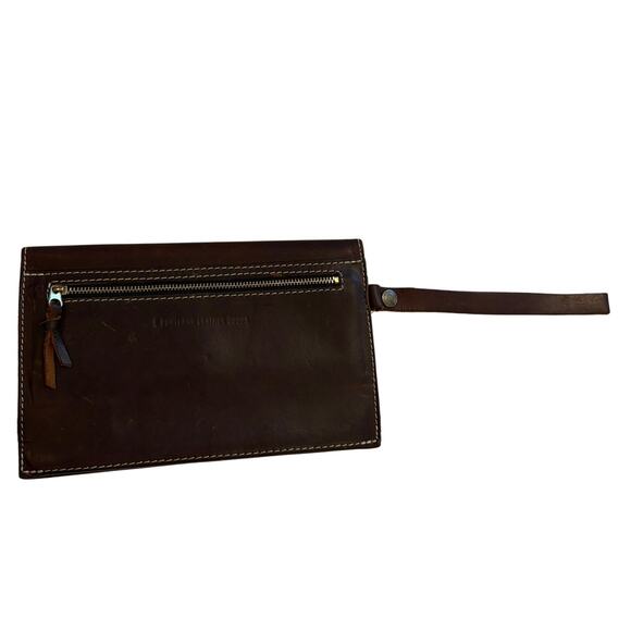 Portland Leather Goods Brown Leather Envelope Clutch Wristlet - Picture 4 of 15